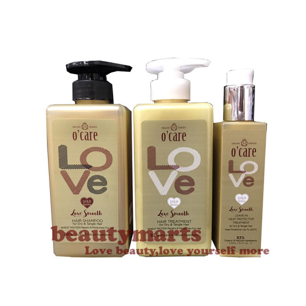  O'CARE Love Smooth Hair Shampoo + Treatment + Heat Protector (For Dry & Tangle Hair)	